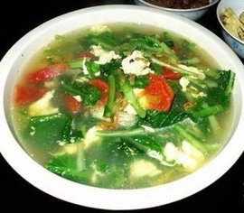 青菜心西红柿鸡蛋汤