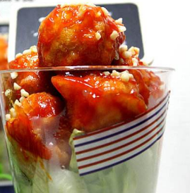 酸甜辣椒酱鸡肉球